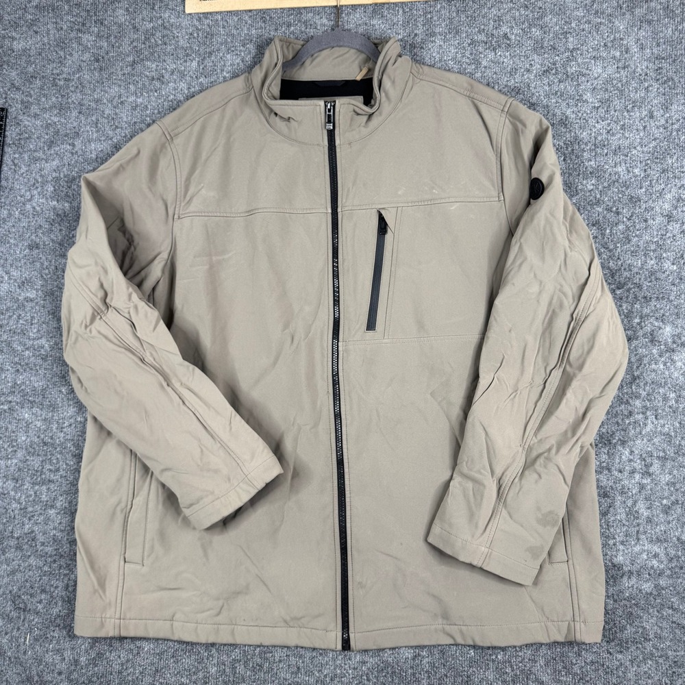 Calvin Klein Jacket Mens Size 3XLT Tan Softshell Water Resistant Stretch Zip